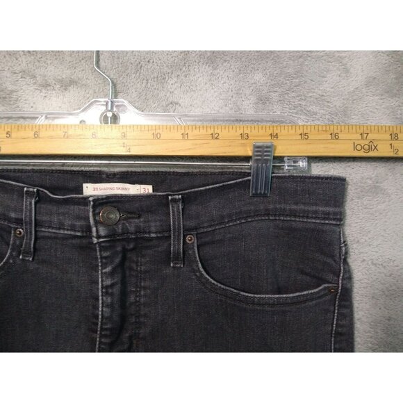 Levis 311 Jeans Womens 31 Black Denim Shaping Skinny Crop Raw Hem Mid Rise - Picture 3 of 11